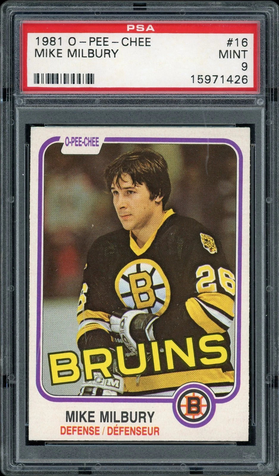 1981 O-Pee-Chee #16 Mike Milbury PSA 9 Mint