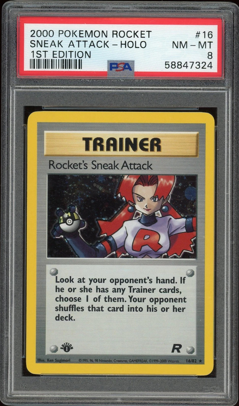 2000 Pokemon Team Rocket #16 Rocket's Sneak Attack Holo 1st Edition PSA 8 NM-MT
