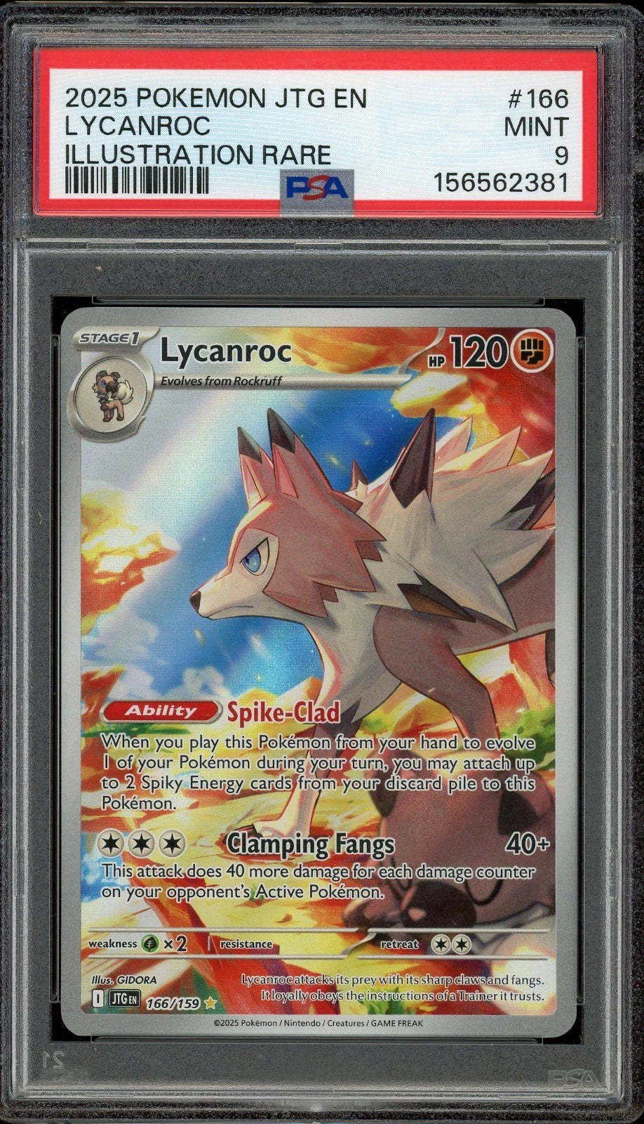 2025 Pokemon Journey Together EN #166 Lycanroc Illustration Rare PSA 9 Mint