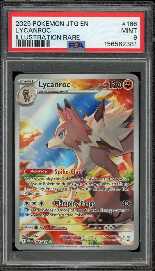 2025 Pokemon Journey Together EN #166 Lycanroc Illustration Rare PSA 9 Mint