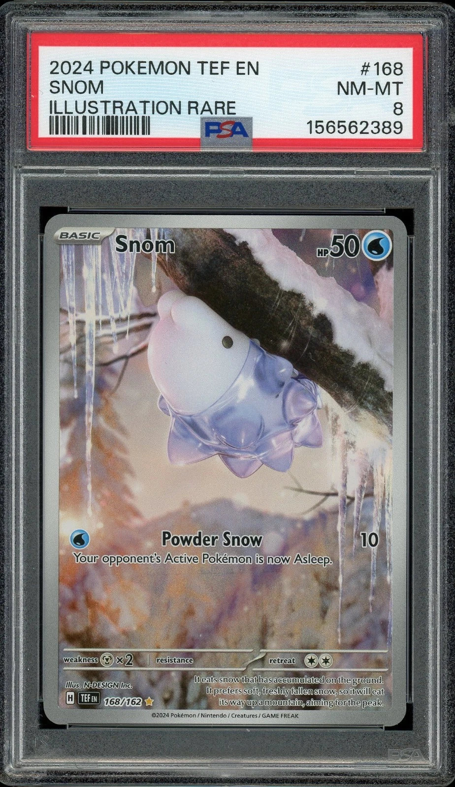 2024 Pokemon Temporal Forces EN #168 Snom Illustration Rare PSA 8 NM-MT