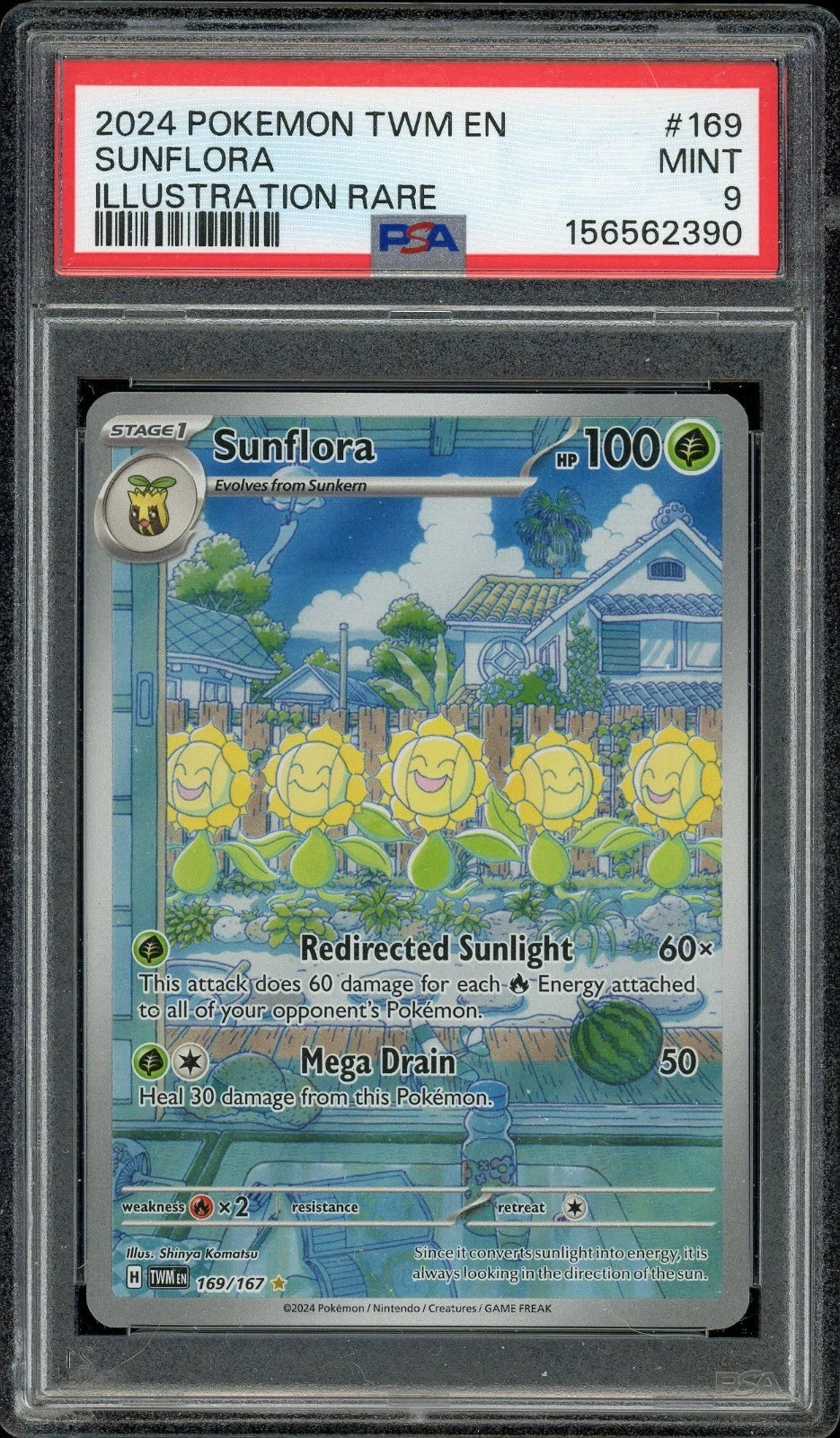 2024 Pokemon Twilight Masquerade EN #169 Sunflora Illustration Rare PSA 9 Mint