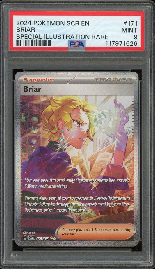 2024 Pokemon Stellar Crown #171 Briar Special Illustration Rare PSA 9 mint