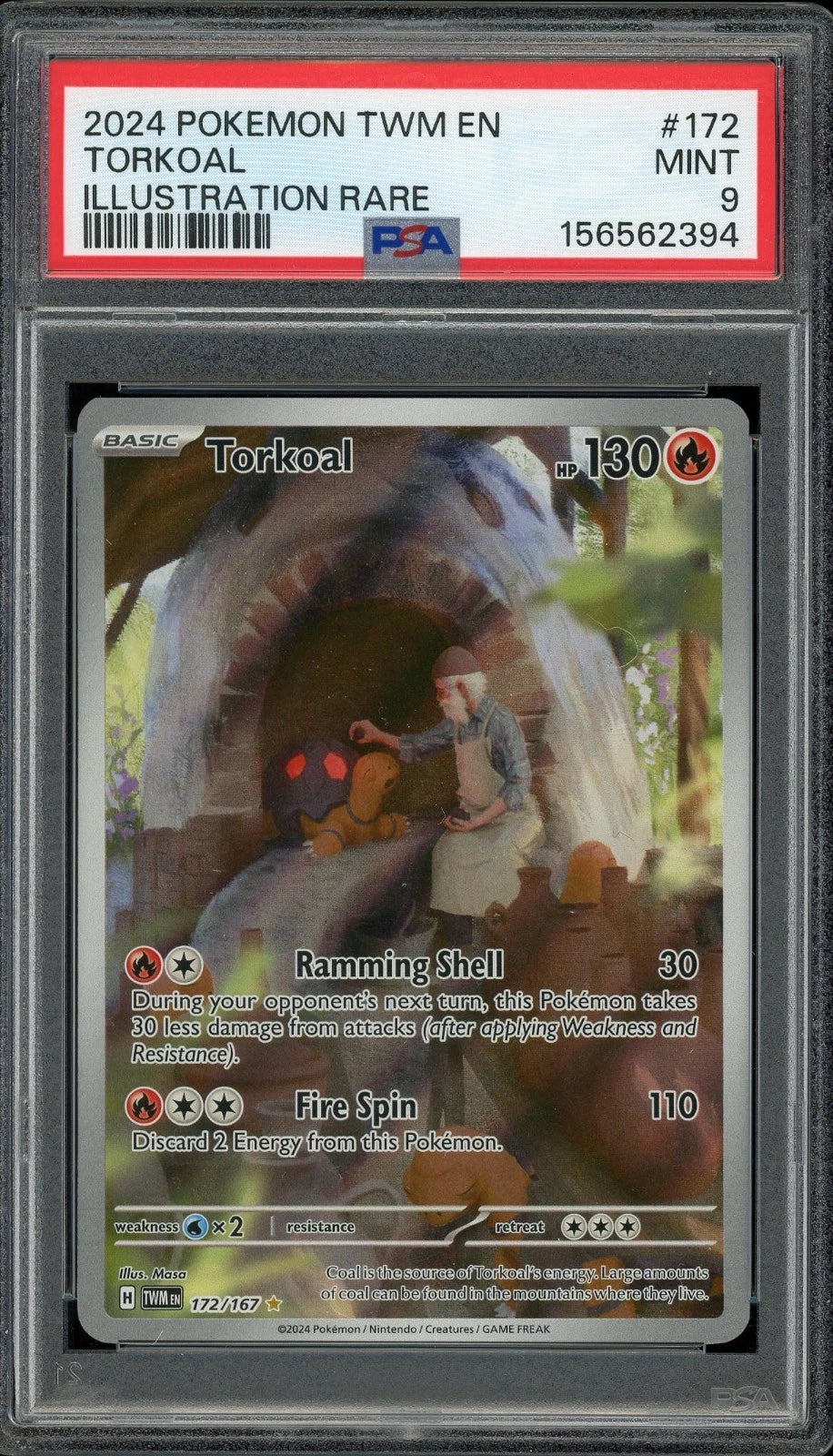 2024 Pokemon Twilight Masquerade EN Torkoal Illustration Rare #172 PSA 9 Mint