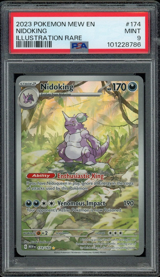 2023 Pokemon Mew EN #174 Nidoking Illustration Rare PSA 9 Mint