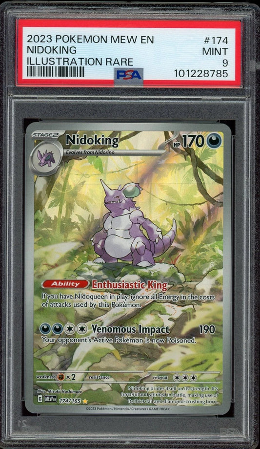 2023 Pokemon Mew EN #174 Nidoking Illustration Rare PSA 9 Mint