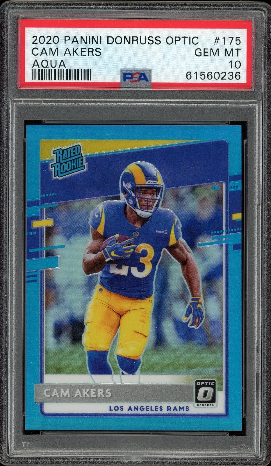 2020 Panini Donruss Optic #175 Cam Akers Aqua PSA 10 GEM MT /299