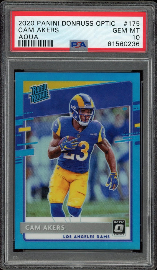 2020 Panini Donruss Optic #175 Cam Akers Aqua PSA 10 GEM MT /299