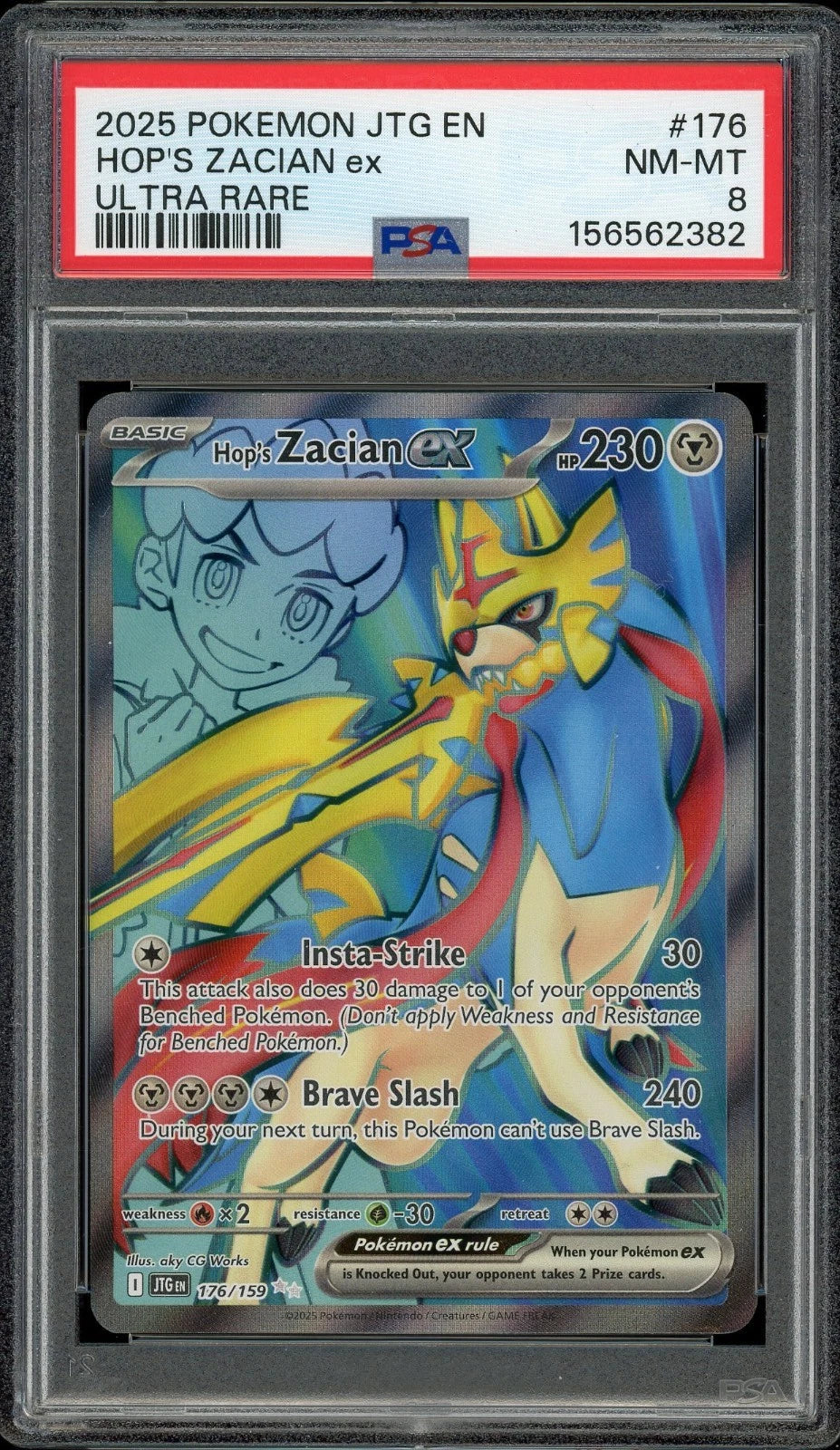 2025 Pokemon Journey Together EN #176 Hop's Zacian ex Ultra Rare PSA 8 NM-MT