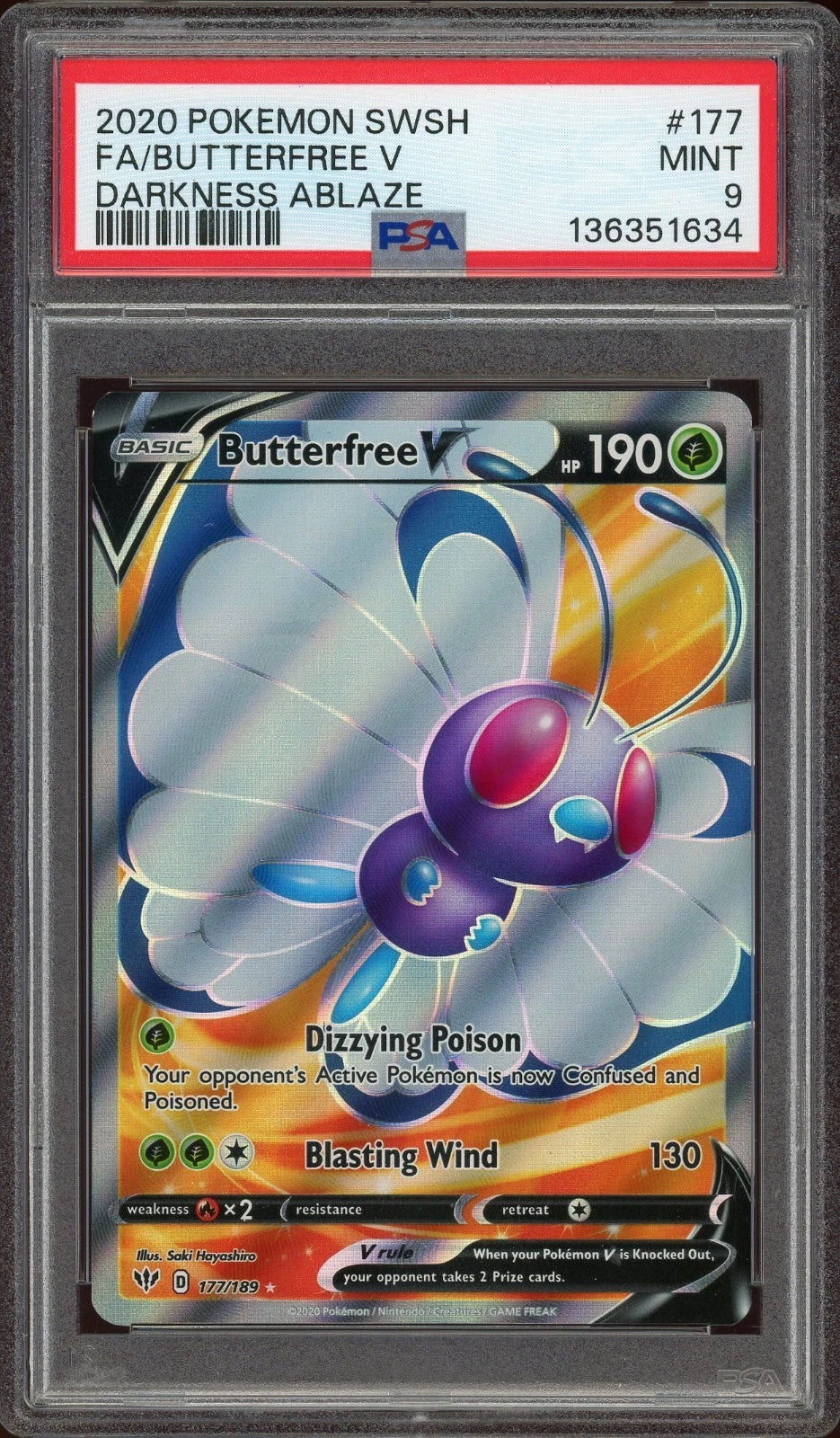 2020 Pokemon Sword & Shield Darkness Ablaze #177 Butterfree V Full Art