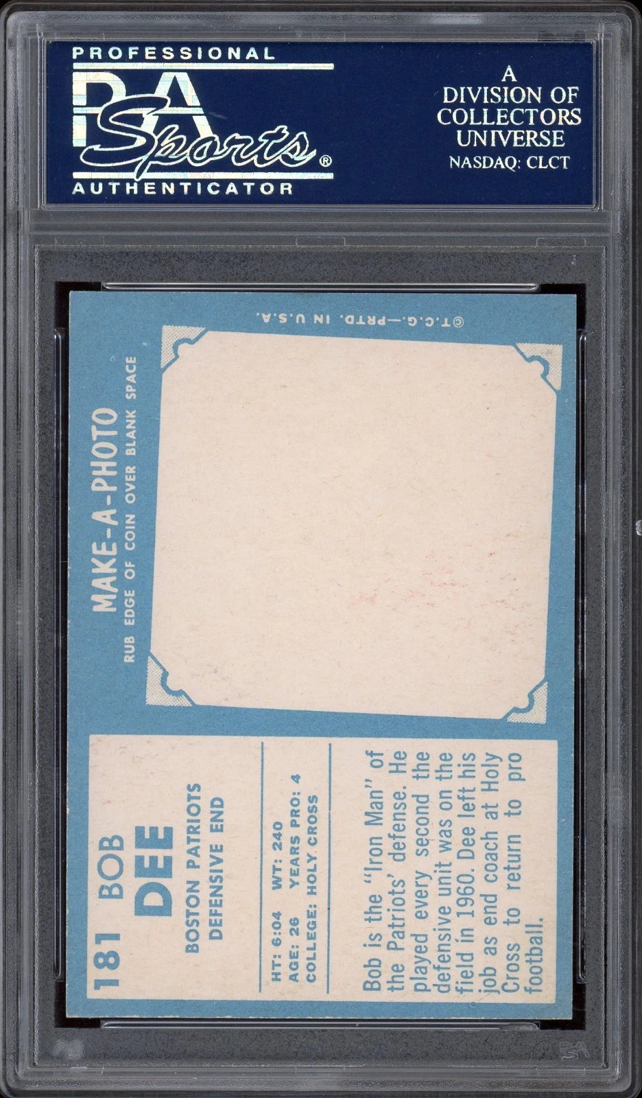 1961 Topps #181 Bob Dee PSA 7 NM