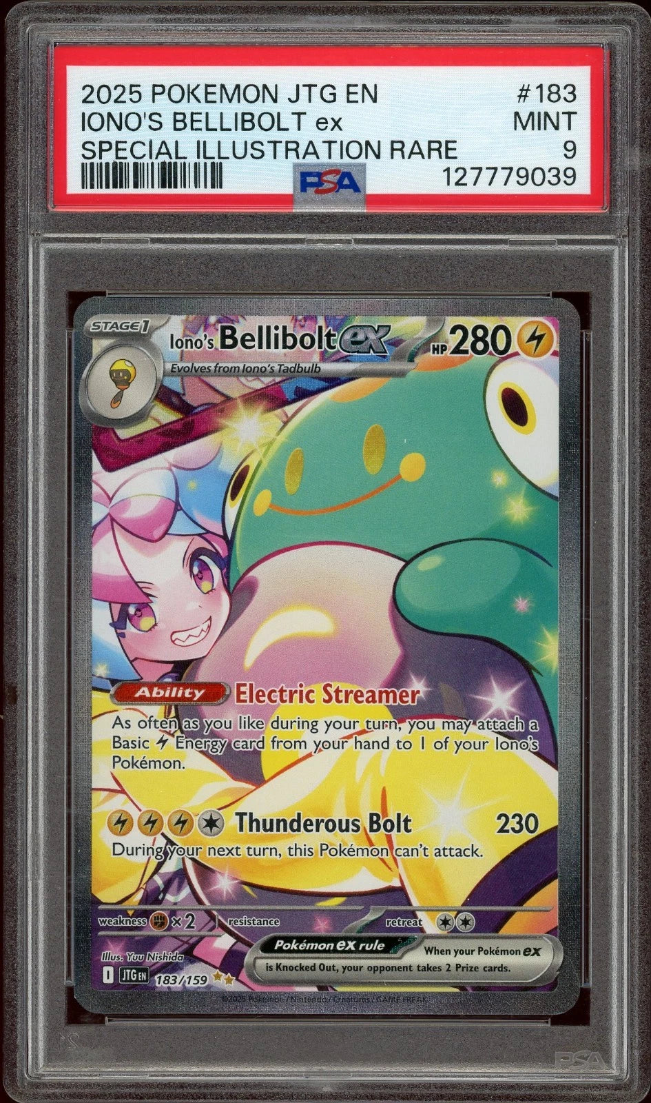 2025 Pokemon Journey Together EN #183 Iono's Bellibolt ex Special Illustration Rare PSA 9 Mint