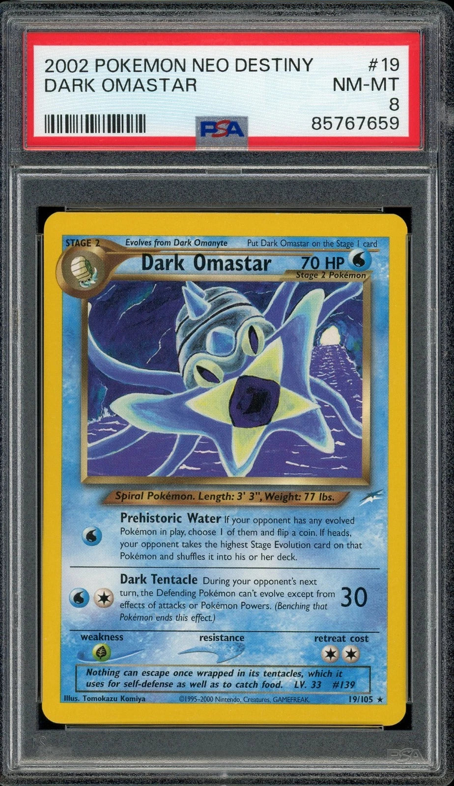 2002 Pokemon Neo Destiny #19 Dark Omastar PSA 8 NM-MT