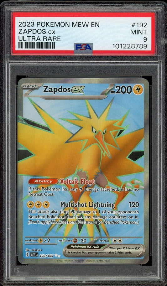 2023 Pokemon Mew EN #192 Zapdos ex Ultra Rare PSA 9 Mint