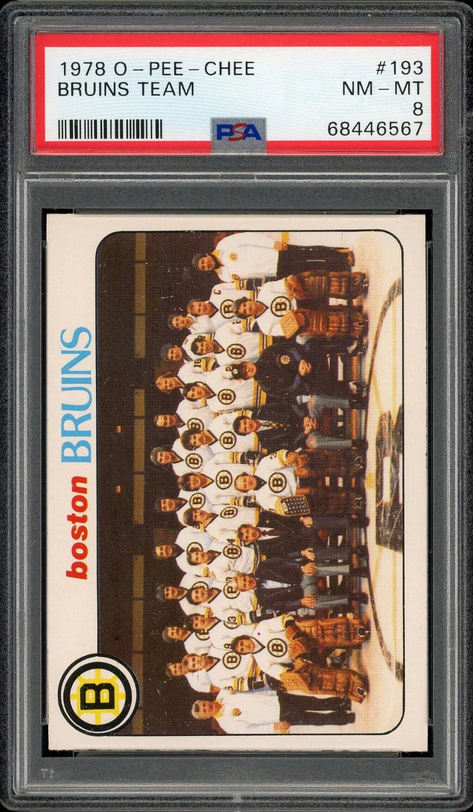 1978 O-Pee-Chee #193 Bruins Team PSA 8 NM-MT