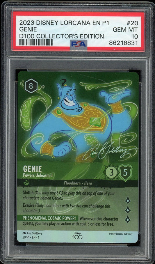 2023 Disney Lorcana EN P1 #20 Genie D100 Collector's Edition PSA 10 GEM MT