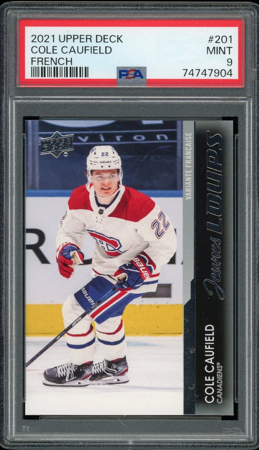 2021 Upper Deck #201 Cole Caufield French PSA 9 Mint