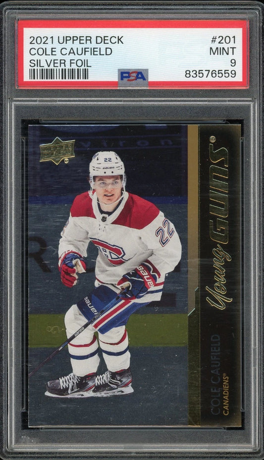 2021 Upper Deck #201 Cole Caufield Silver Foil PSA 9 Mint