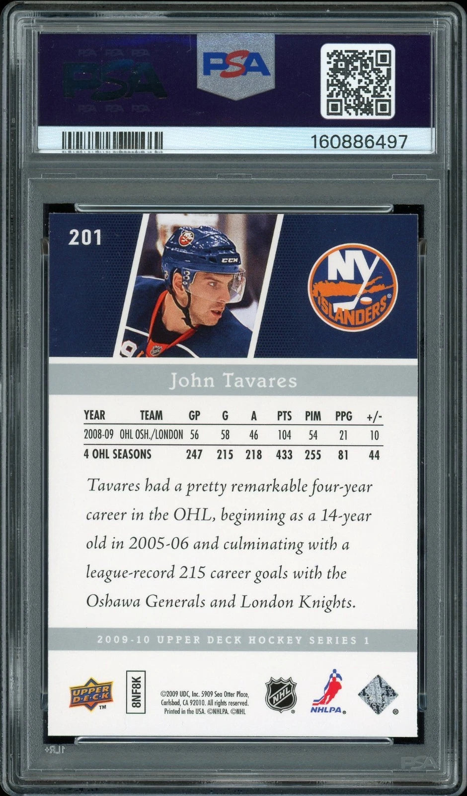 2009 Upper Deck #201 John Tavares PSA 9 Mint