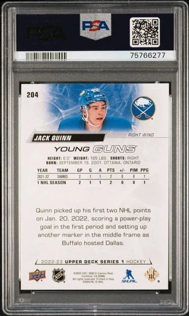 2022 Upper Deck #204 Jack Quinn PSA 9 Mint