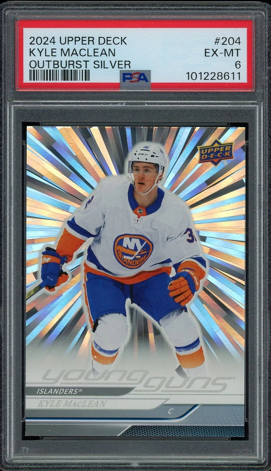 2024 Upper Deck #204 Kyle MacLean Outburst Silver PSA 6 EX-MT