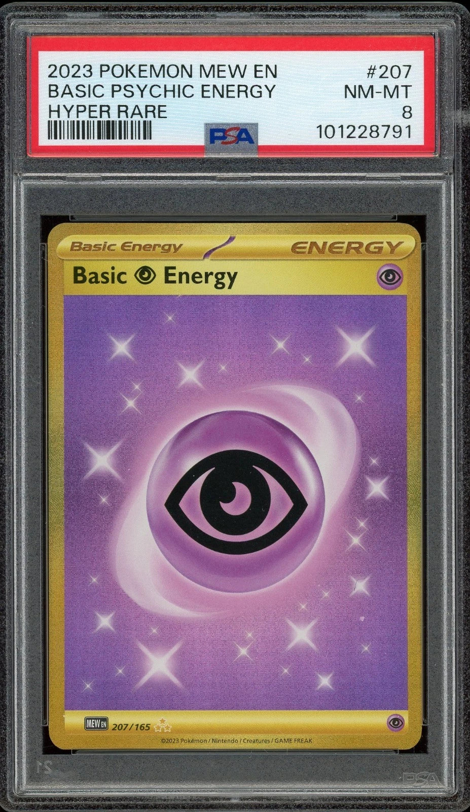 2023 Pokemon Mew EN #207 Basic Psychic Energy Hyper Rare PSA 8 NM-MT