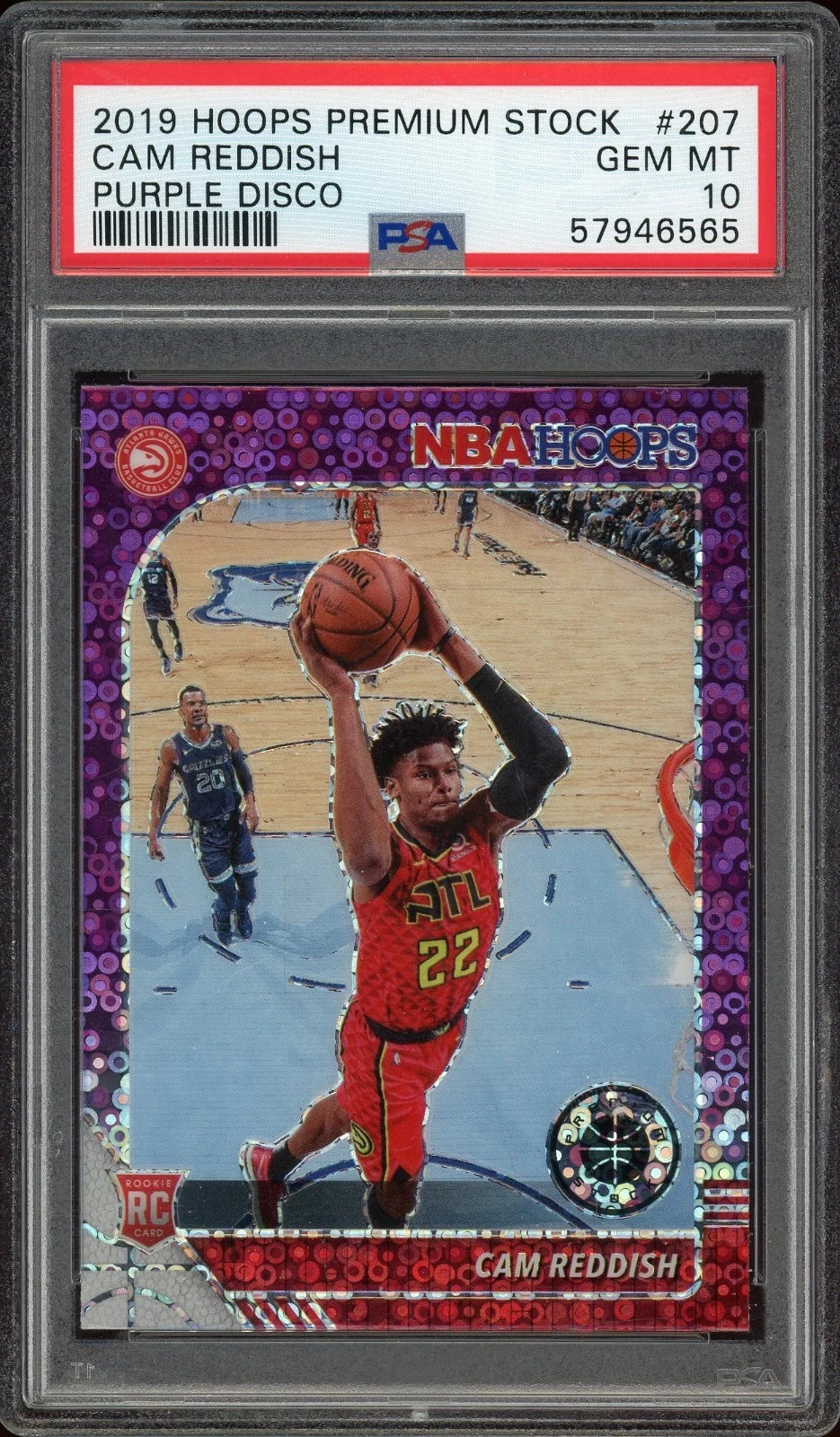 2019 Hoops Premium Stock #207 Cam Reddish Purple Disco PSA 10 GEM MT