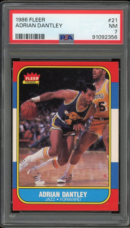 1986 Fleer #21 Adrian Dantley PSA 7 NM