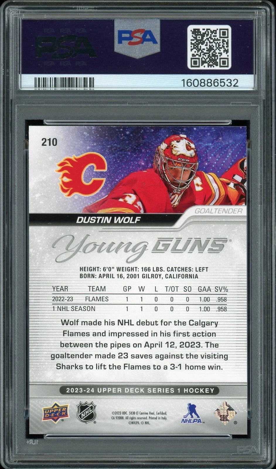 2023 Upper Deck #210 Dustin Wolf PSA 10 GEM MT