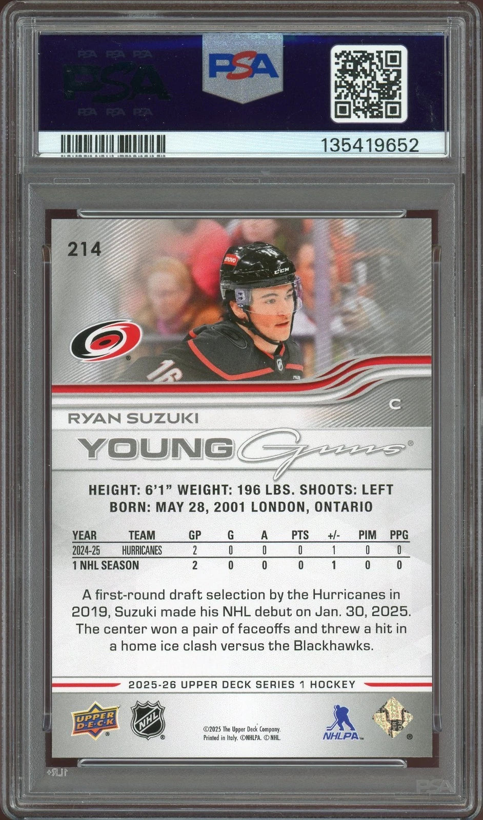 2025 Upper Deck #214 Ryan Suzuki PSA 9 Mint