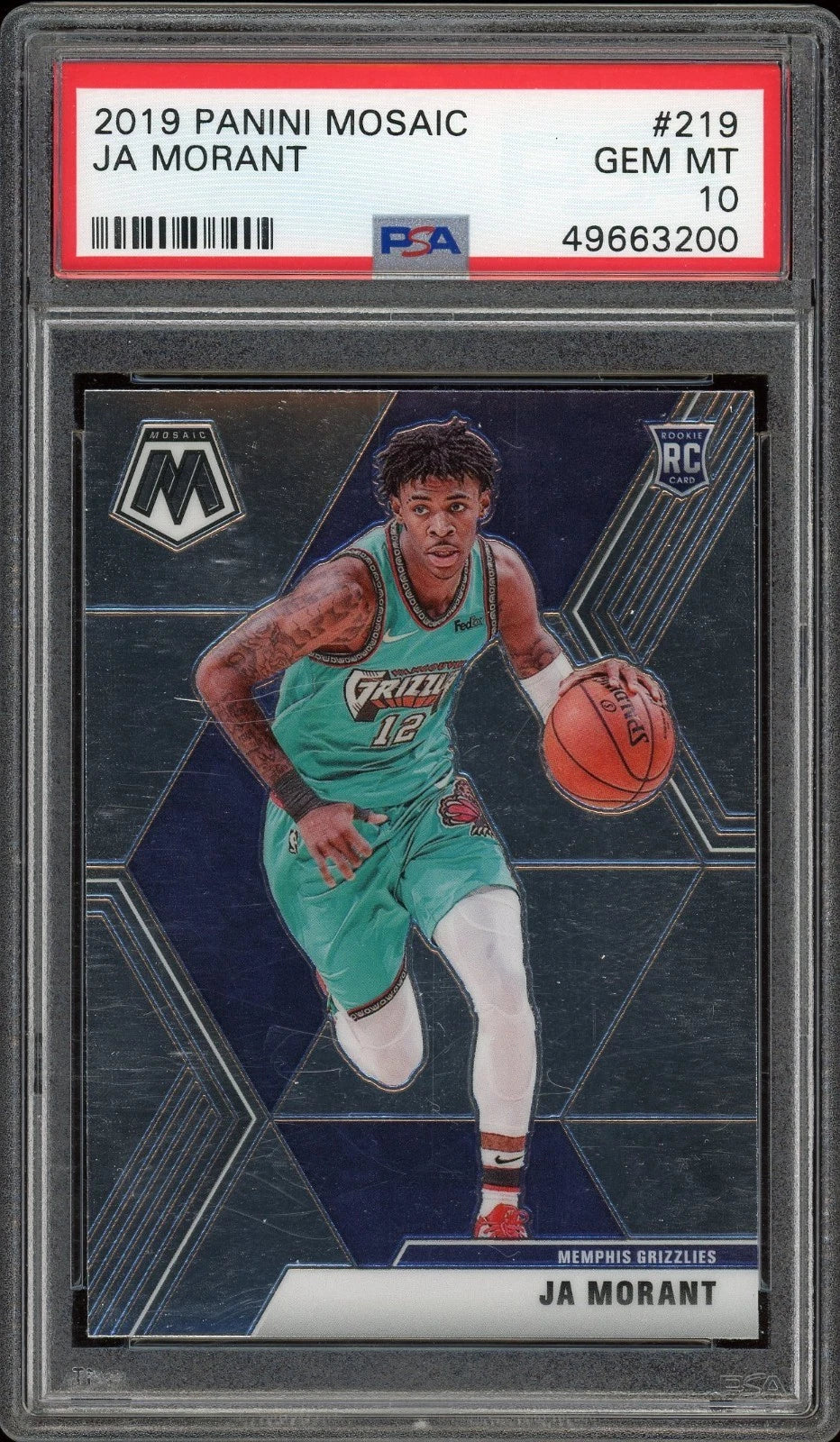 2019 Panini Mosaic #219 Ja Morant PSA 10 GEM MT