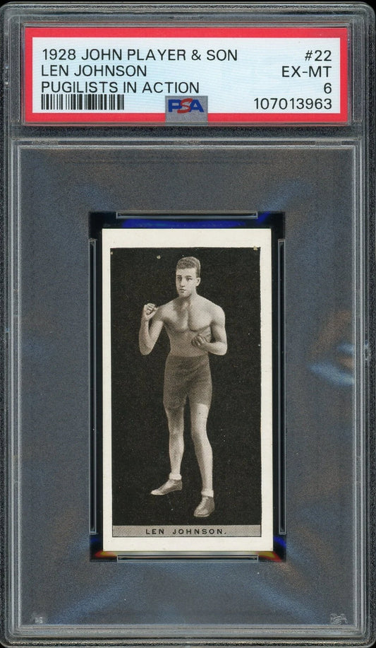 1928 John Player & Son #22 Len Johnson Pugilists in Action PSA 6 EX-MT