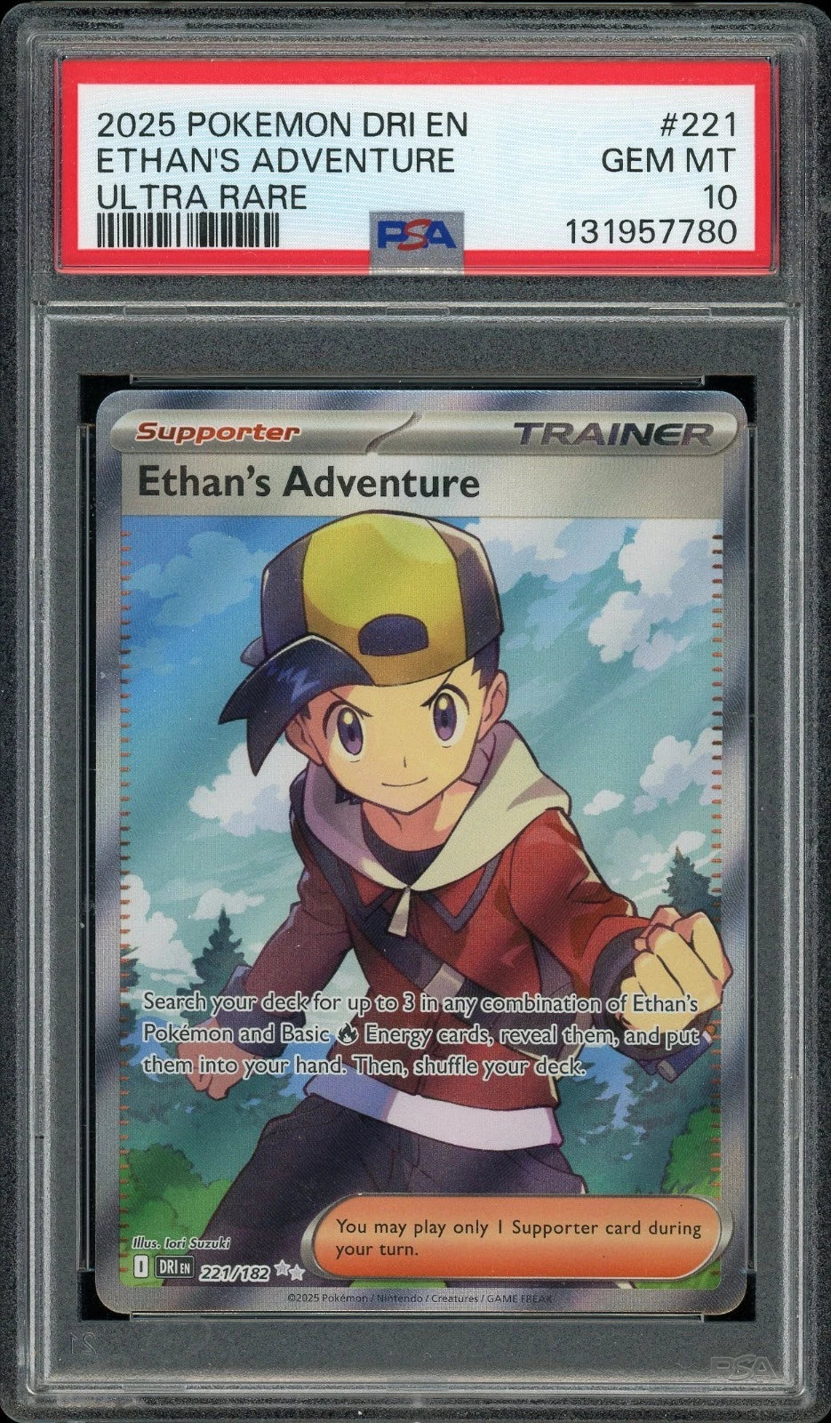 2025 Pokemon Destined Rivals EN #221 Ethan's Adventure Ultra Rare PSA 10 GEM MT