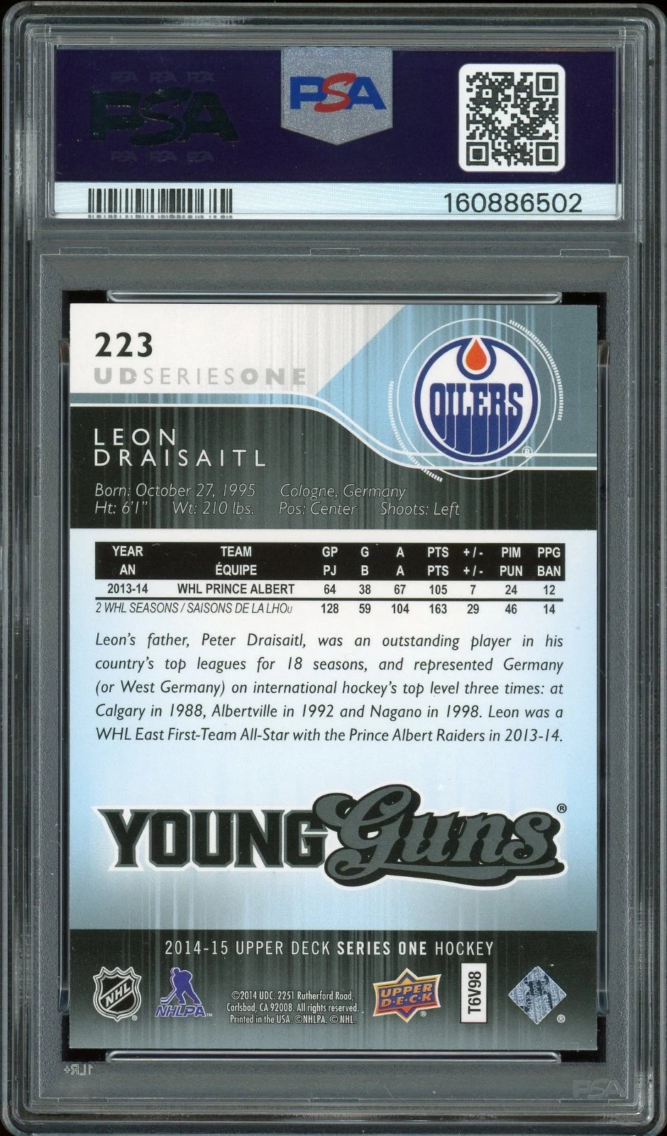 2014 Upper Deck #223 Leon Draisaitl PSA 8 NM-MT