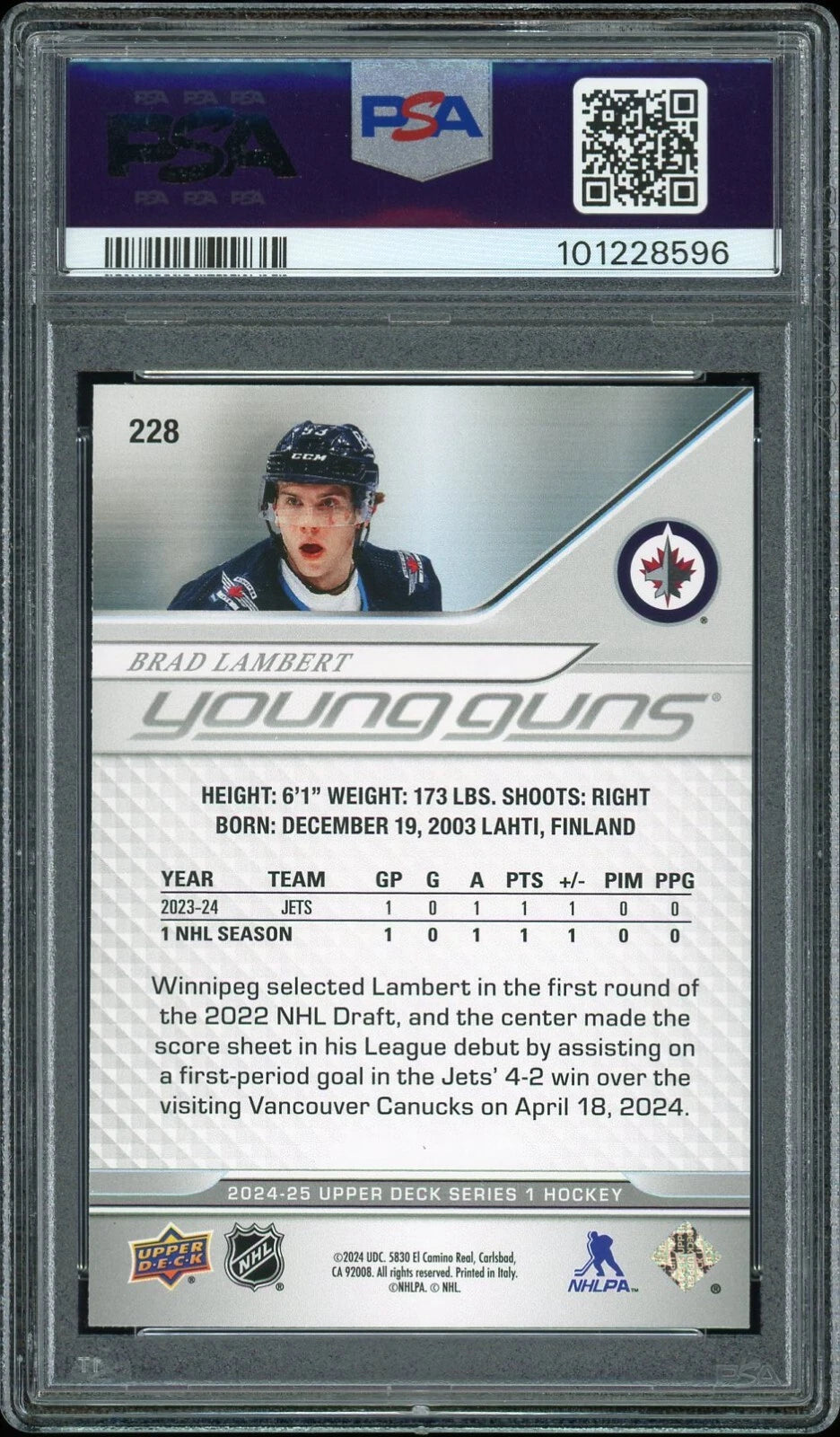 2024 Upper Deck #228 Brad Lambert PSA 8