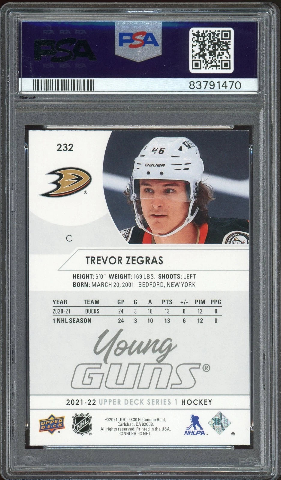 2021 Upper Deck #232 Trevor Zegras PSA 10 GEM MT