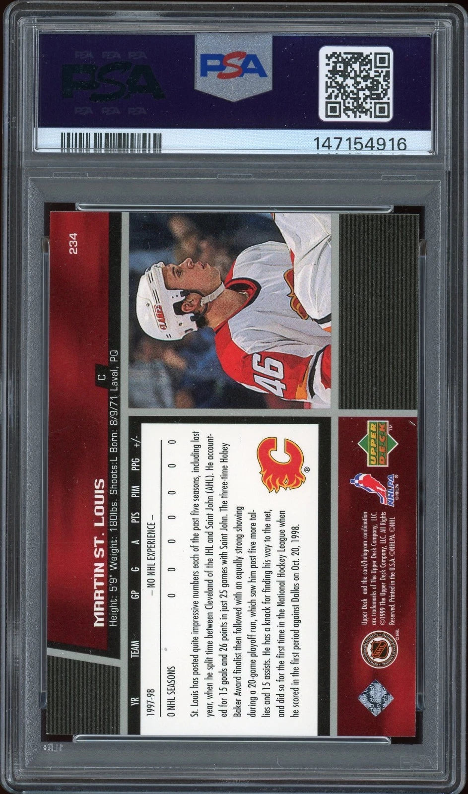 1998 Upper Deck Gold Reserve #234 Martin St. Louis PSA 6 EX-MT