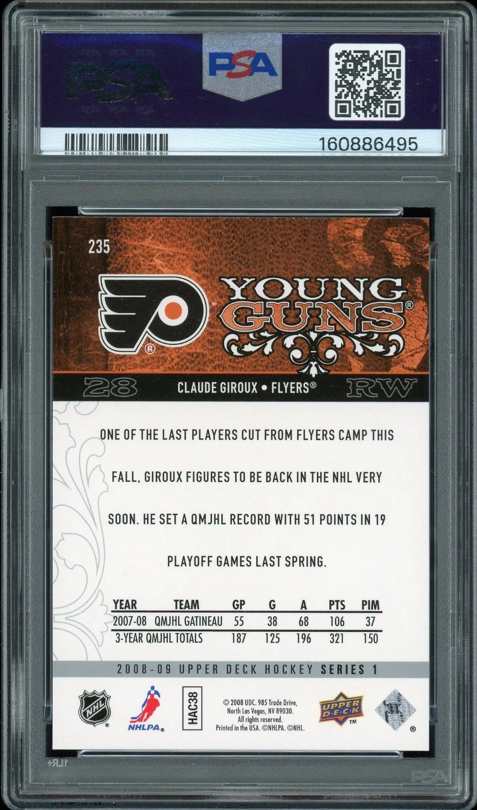 2008 Upper Deck Claude Giroux #235 PSA 8 NM-MT