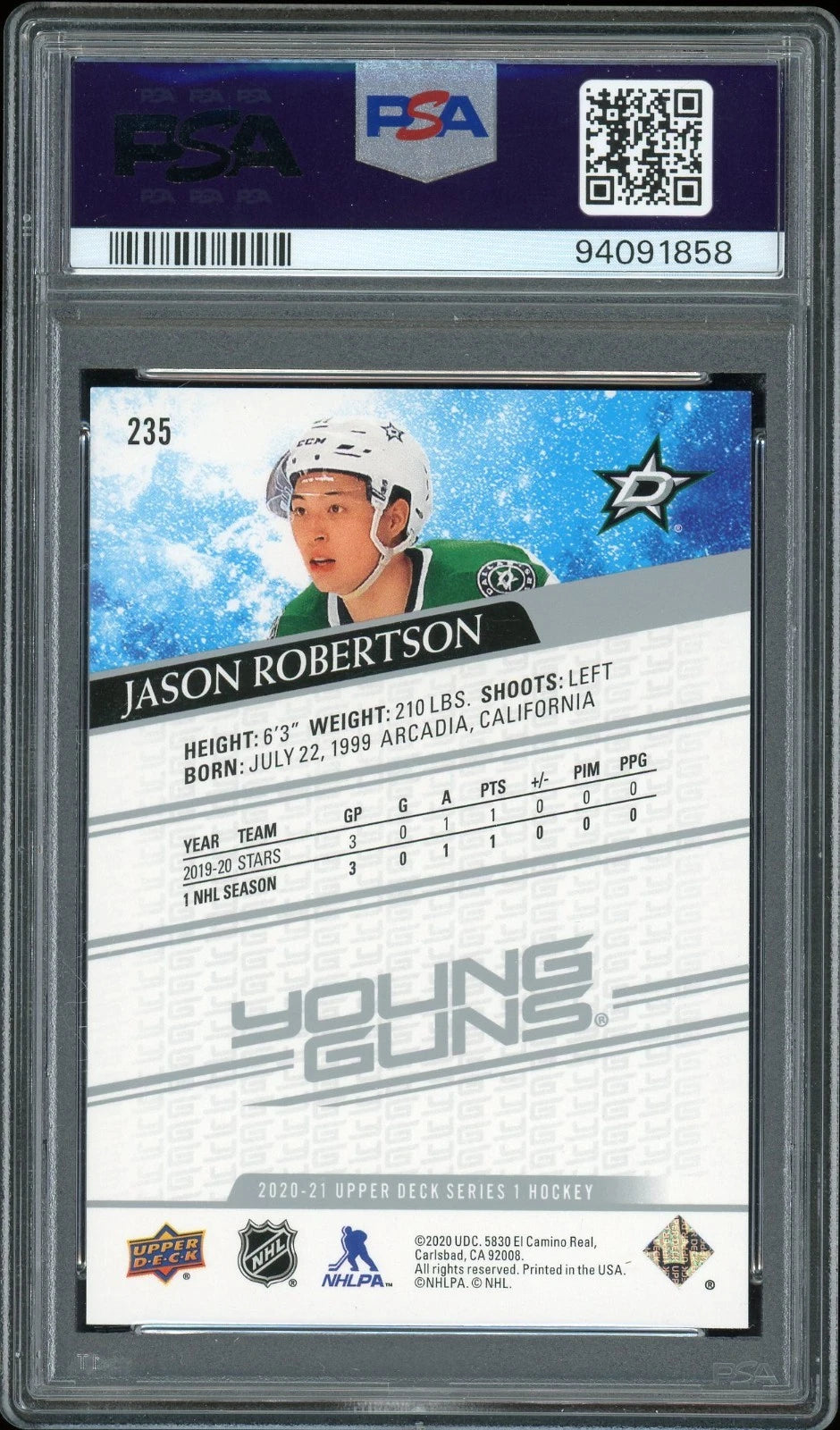 2020 Upper Deck #235 Jason Robertson PSA 9 Mint