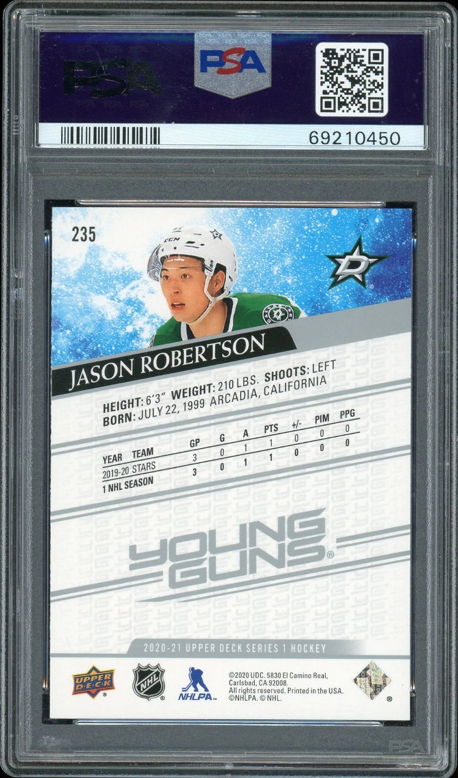 2020 Upper Deck #235 Jason Robertson PSA 9 Mint