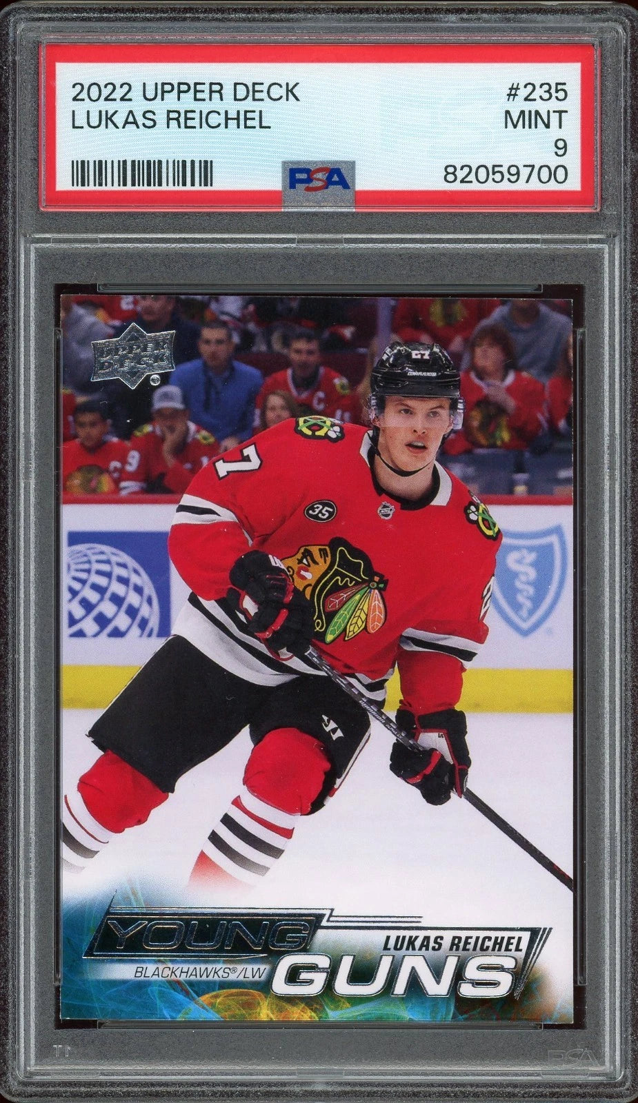 2022 Upper Deck #235 Lukas Reichel PSA 9 Mint