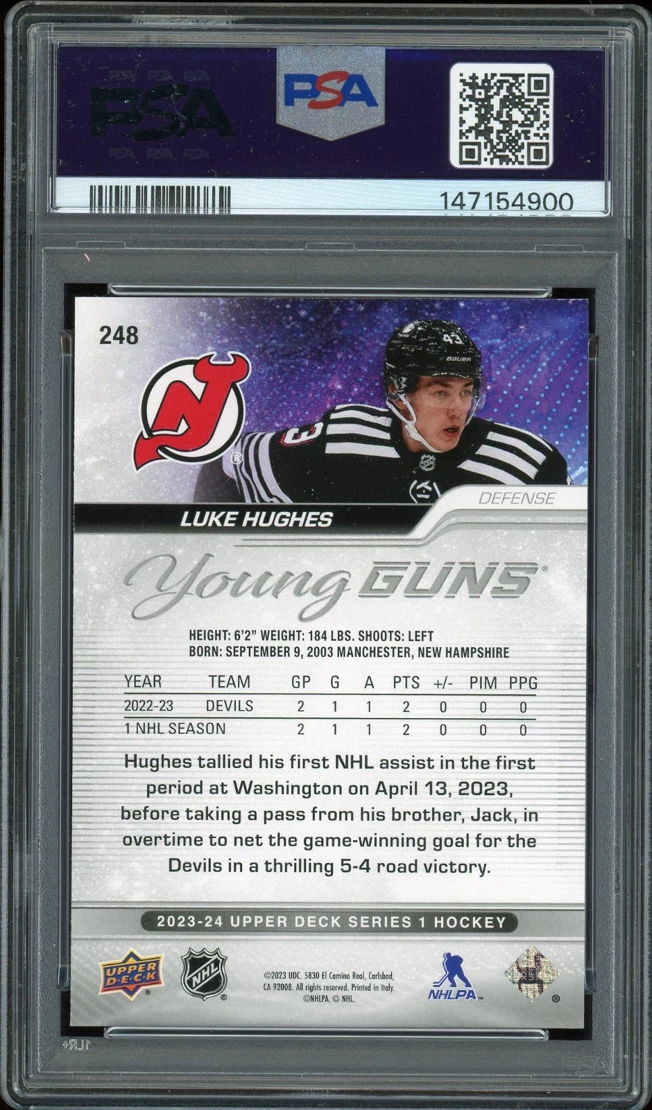2023 Upper Deck #248 Luke Hughes PSA 9 Mint