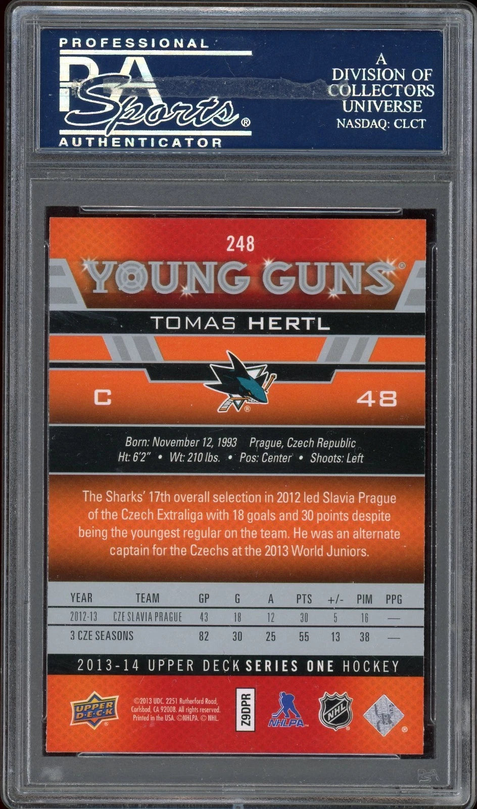 2013 Upper Deck #248 Tomas Hertl PSA 10 GEM MT