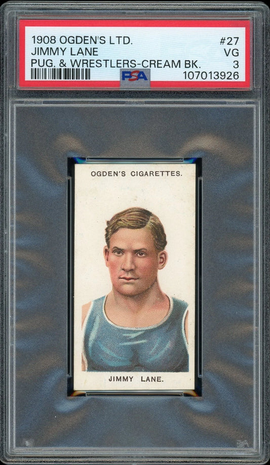 1908 Ogden's LTD #27 Jimmy Lane Pugilists & Wrestlers Cream Back PSA 3 VG