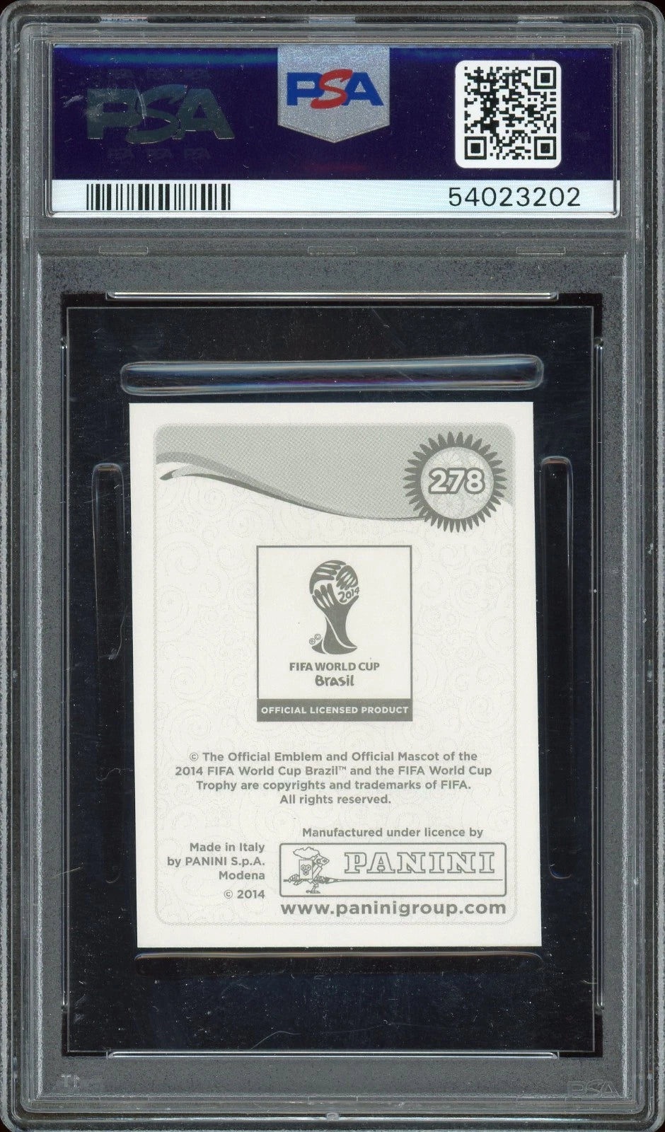 2014 Panini World Cup #278 Luis Suarez Stickers PSA 9 Mint