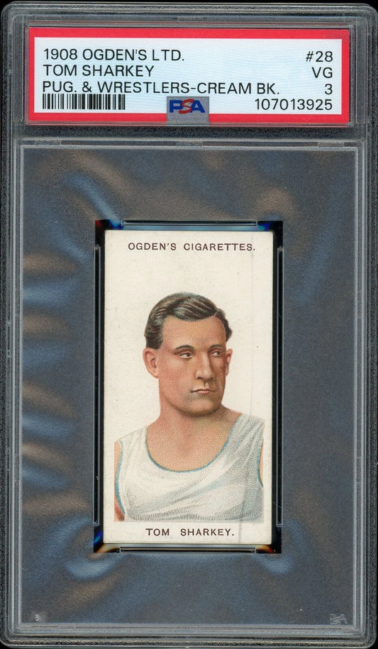 1908 Ogden's LTD #28 Tom Sharkey Pugilists & Wrestlers Cream Back PSA 3 VG