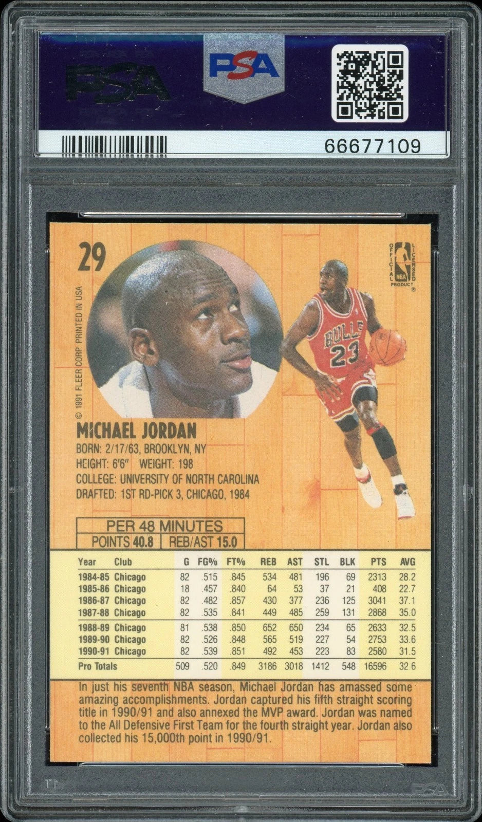 1991 Fleer #29 Michael Jordan PSA 8 NM-MT