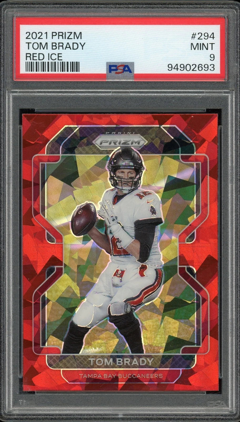 2021 Prizm #294 Tom Brady Red Ice PSA 9 Mint