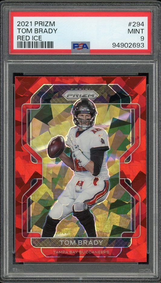 2021 Prizm #294 Tom Brady Red Ice PSA 9 Mint