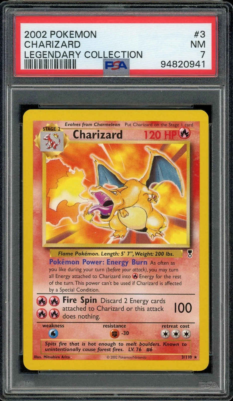 2002 Pokemon #3 Charizard Legendary Collection PSA 7